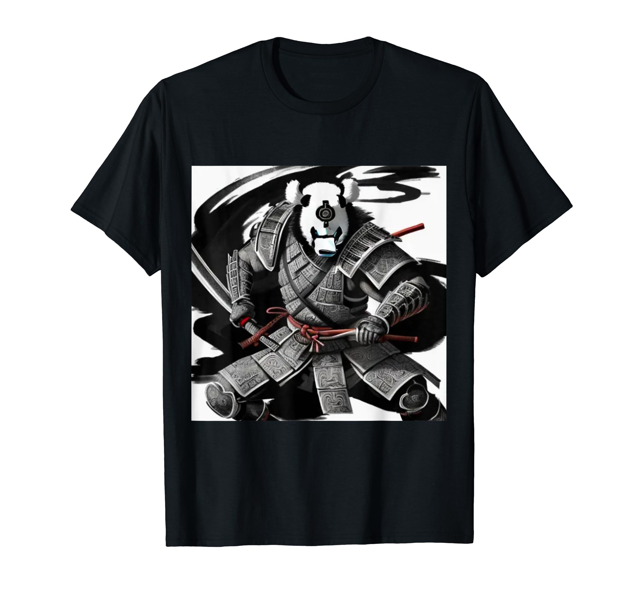 

WABISABI Animals Summer Clothes Short Sleeve Funny Animal Festival T Panda Unique Samurai T-Shirt чорний