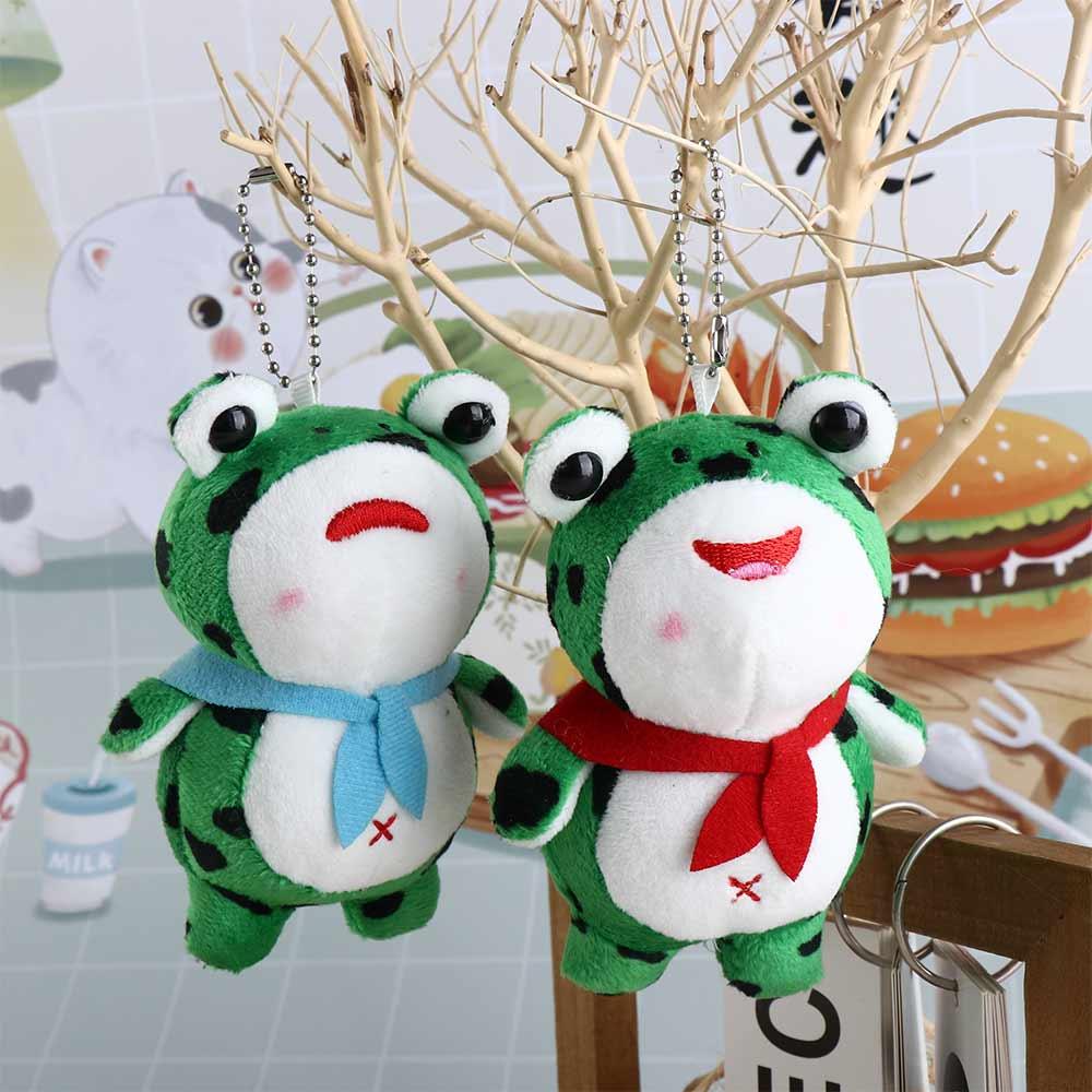 Plush Frog Plush Keyring Cartoon Frog Red Scarf Frog Plush Pendant School Bag Pendant