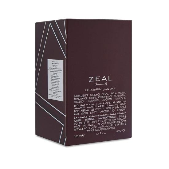Ajmal Zeal EDP Parfum Aquatique Boisé 100ml pour Homme et Aura Huile de Parfum Concentrée Florale Fruitée Sans Alcool Attar 10ml pour Unisexe