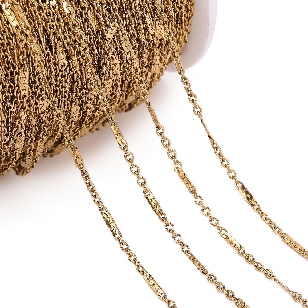 1Meter/Pack Stainless Steel Link Chains Bulk Gold Color Necklace Chains for DIY Bracelet Necklace Jewelry Making Accessories