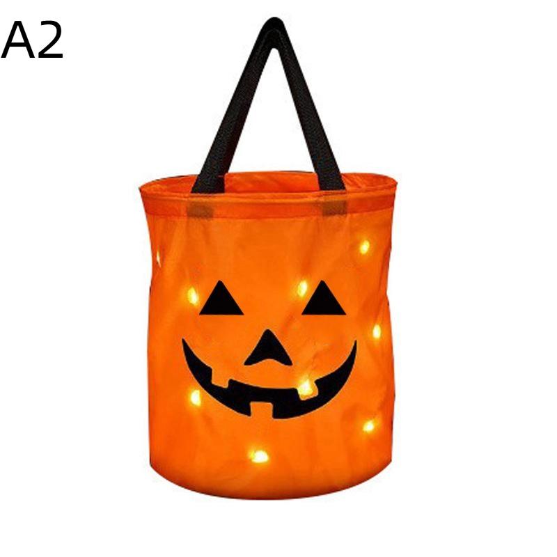Torba Tote z Dynią na Halloween, Podświetlana Rączka LED, Wielokrotnego Użytku Torba na Cukierki na Trick or Treat dla Dzieci, Dekoracja na Imprezę, Prezent