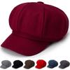 Wide Brim Sunscreen Beret Hat Skin-Touch Retro Octagonal Painter Woolen Hat for Fall Winter