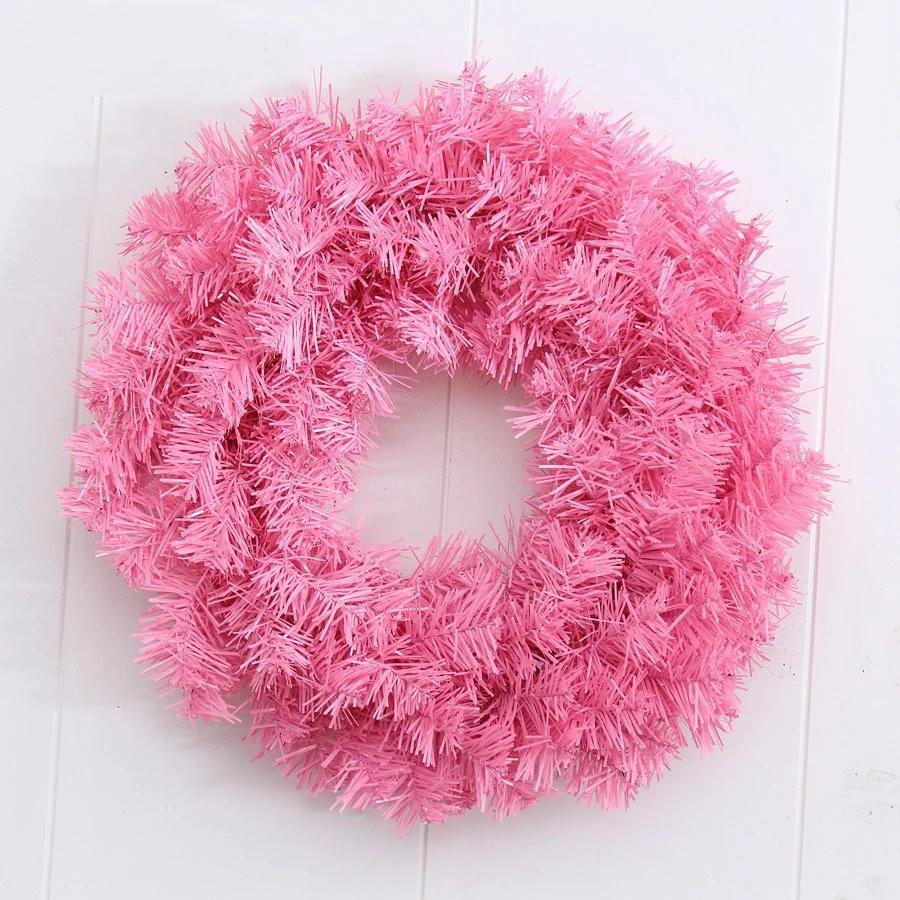 Green Christmas Decoration Wreath 30cm 40cm Encrypted PVC Ordinary Leaf Simulation Wreath Door Hanging Christmas Wreath