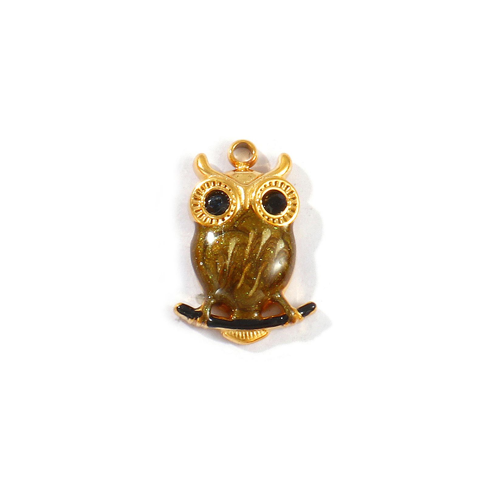 

2 PCs Waterproof 304 Stainless Steel Charms 18K Gold Plated Enamel 3D Fox Owl Candy Pendants For DIY Necklace Jewelry Making