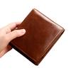 Genuine Leather Wallet Men RFID Blocking Vintage Cowhide Bifold Short Multi-card Holder Casual Solid