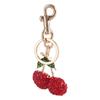 Rhinestone Cherry Charm Keychains Simple Pendant Car Keyring Backpack Decoration Fashion Jewelry for Women Girls