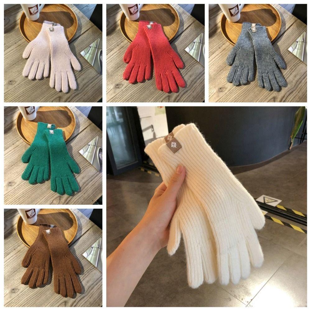 

Candy Color Knitting Gloves Cycling Driving Gloves Full Finger Mittens Autumn