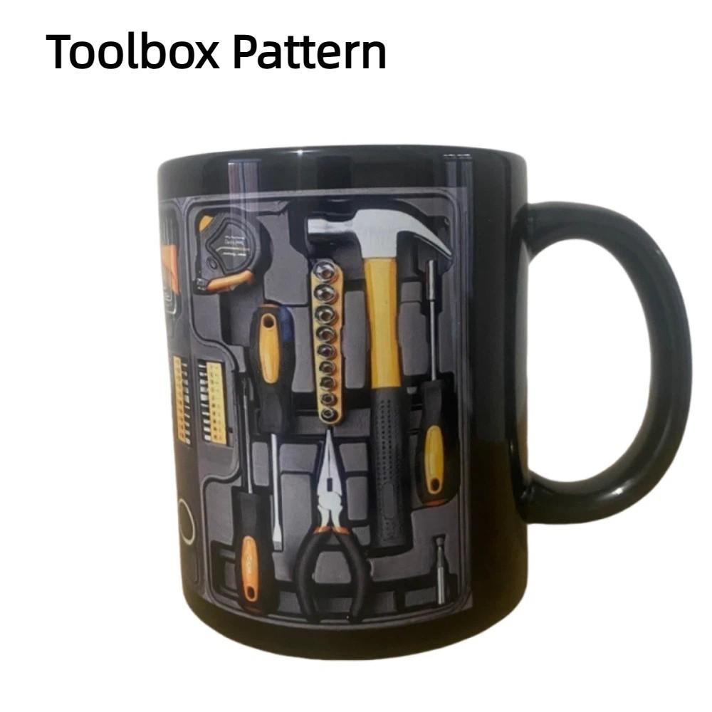 

Creative Ceramic Coffee Cup Anti Scalding Tea Cup Mechanic Toolbox Pattern Mug Birthday Gifts Style C