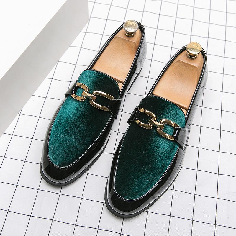 

Элегантные зеленые свадебные туфли для мужчин, деловые повседневные туфли без застежек, мужские туфли, модный дизайн, блестящие лакированные туфли для мужчин 40