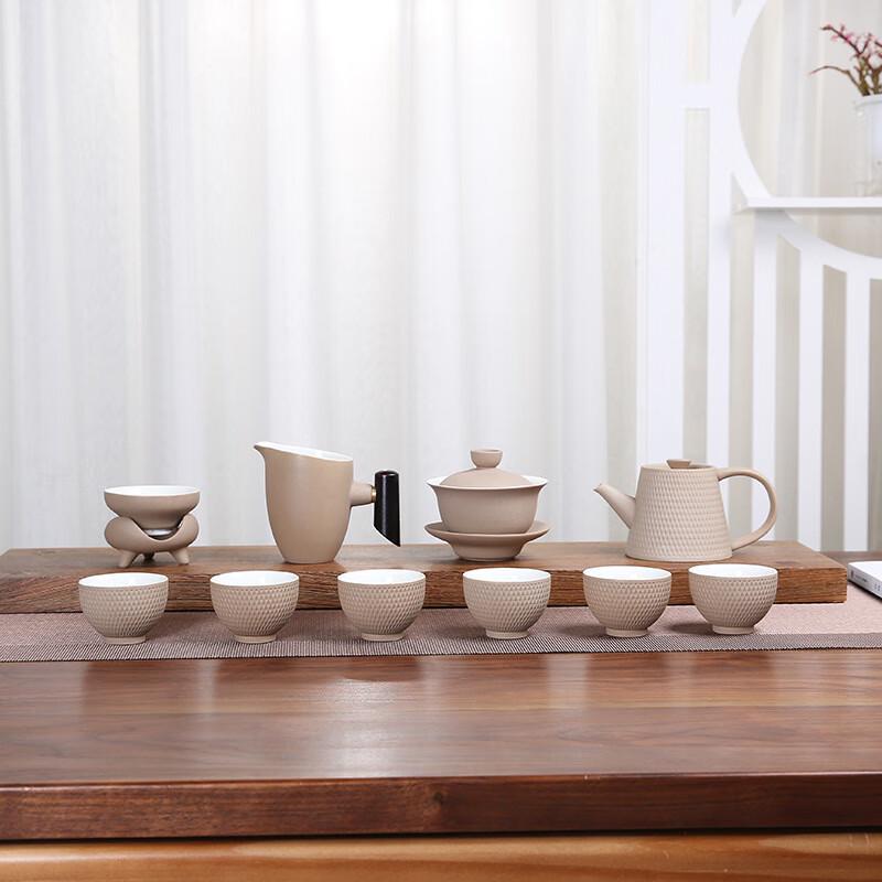 Elegant Stone Glaze Ceramic Tea Set with 3D Pot