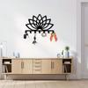 Lotus Key Holder 11.81 Inch Black Metal Wall Mount Decor for Home Office Outdoor Gift