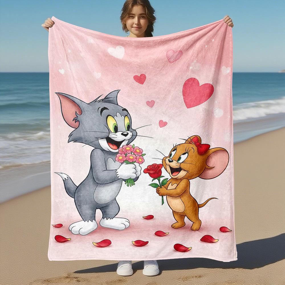 1pc cat mouseOutdoor Flannel Blanket Soft Plush Decor for Picnics, camping,Bedroom, Playroom, or Lunch Breakn1149A