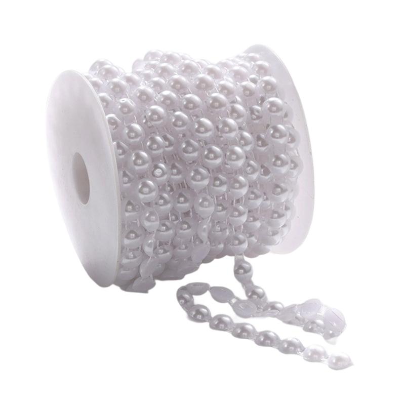 Imitation Pearls String Beads Chain for Art Craft 25M Artificial Pearls Beads Chain for Bridals Dress Wedding Decoration