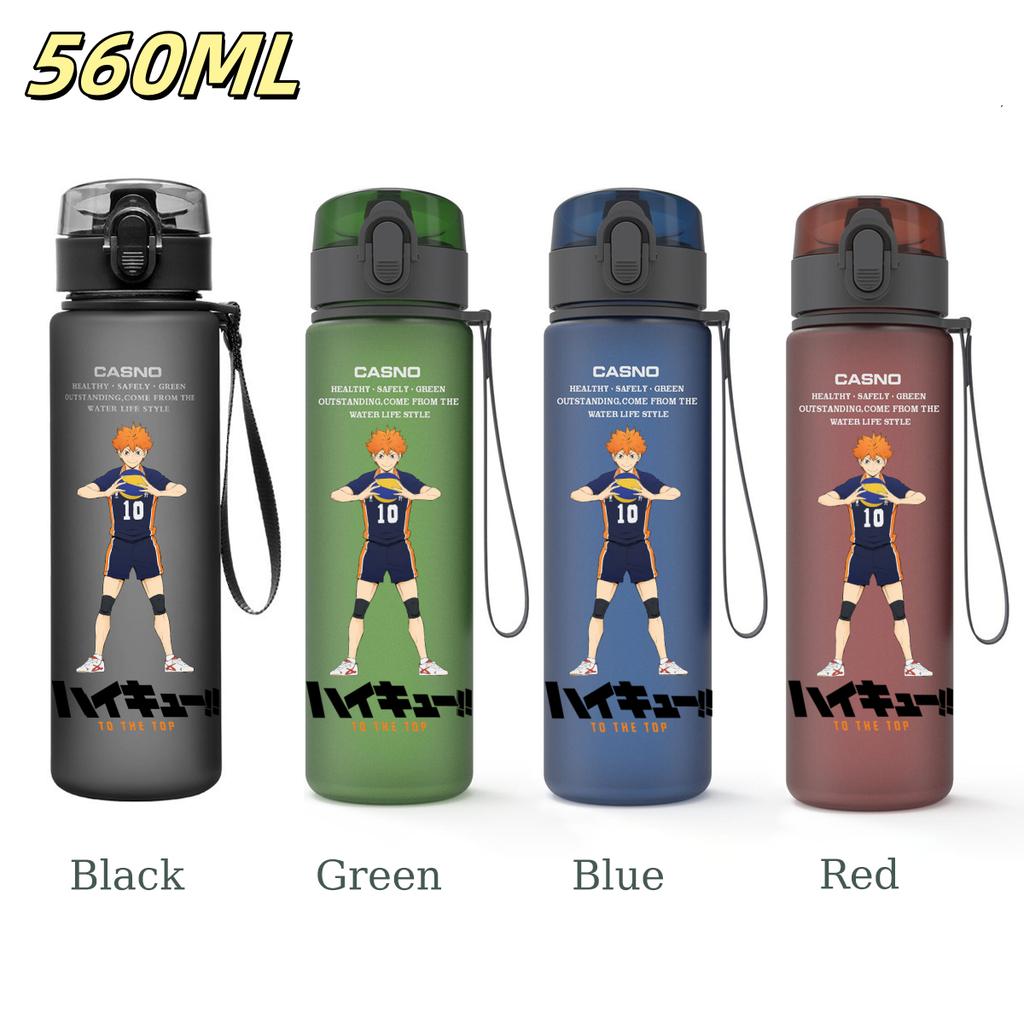 Anime Haikyuu Sports Water Bottle Leak Proof Frosted Plastic Cup Portable Rope Fitness Outdoor Travel 560ML with for Kid Friendly Entertaining Fun