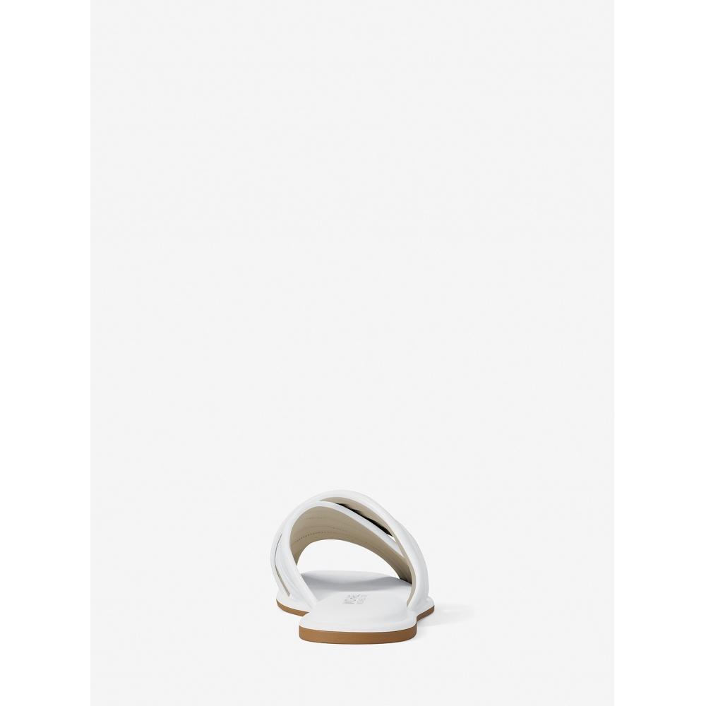 Michael Kors Portia Flat Slide Sandal 49t5pofa1a1999 Optic White
