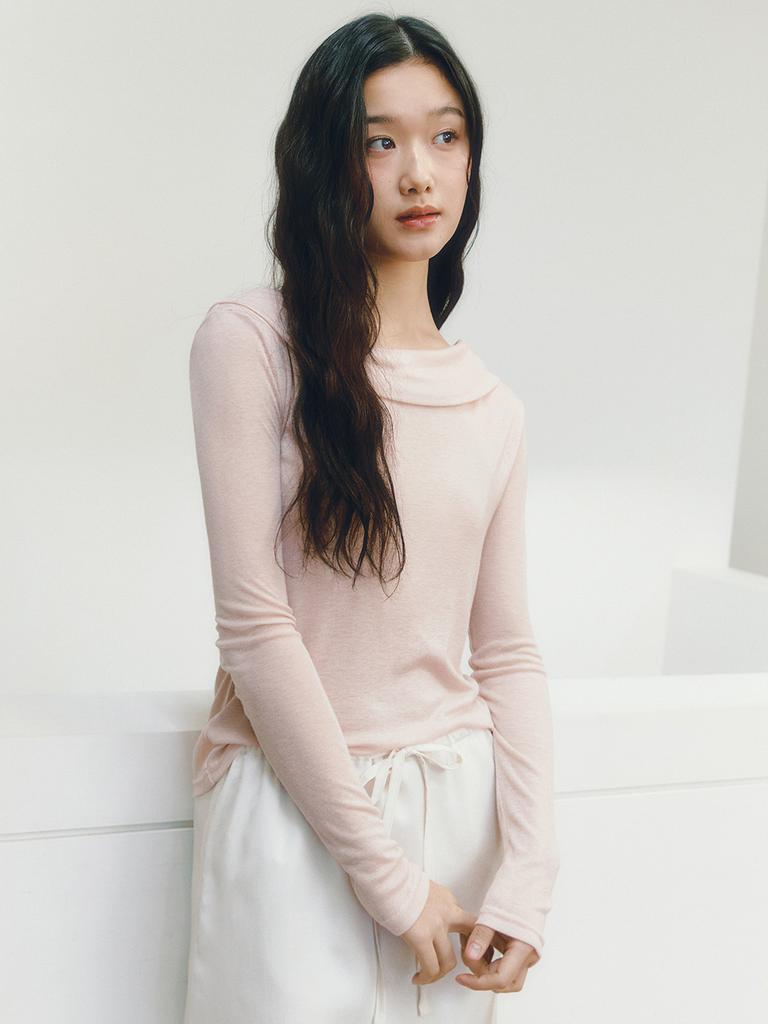 GANISONG Drape Tie Tail T-Shirt_Peach