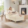 Sillón reclinable tapizado, Sillón cama plegable, Sillón de lectura grande XXL, Sillón de terciopelo, Puf para sala de estar y dormitorio, Beige