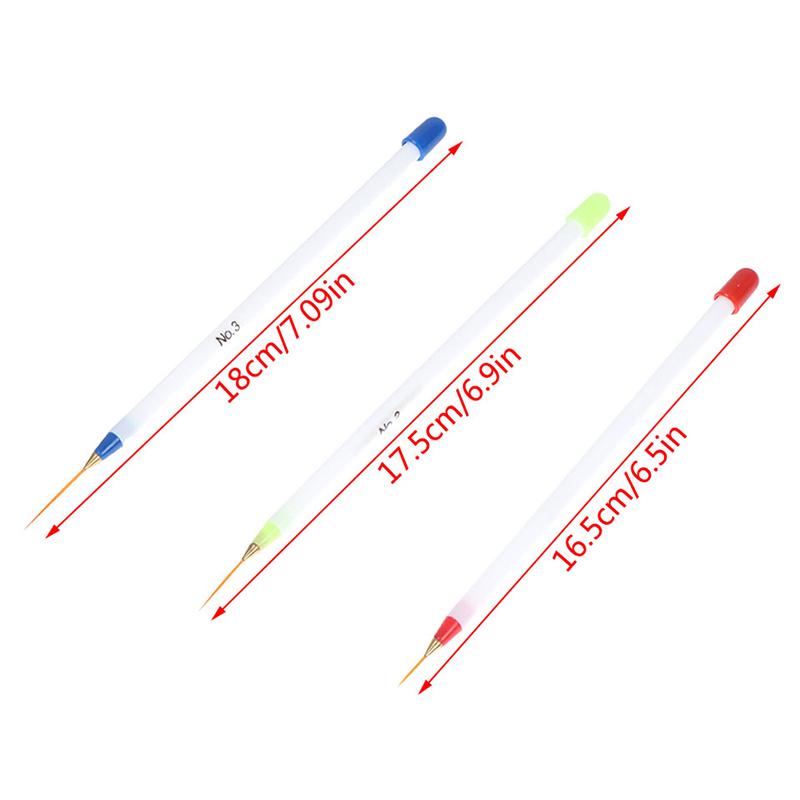 3Pcsset Nail Art Liner Brush Ultra-Thin Line Drawing Pen Manicure Tool Soft Head