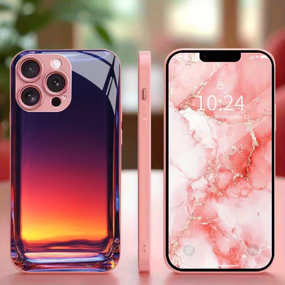 Gradient Glass Madam Protect PhoneCase Glass PhoneCase for iPhone 17 16 15 14 13 12 11pm Pro Plus Dropresistant Cellphone Female