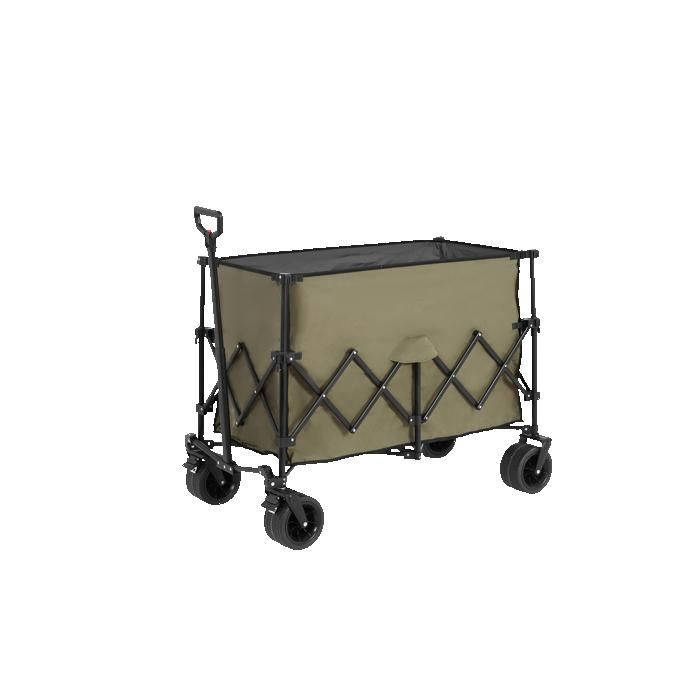 Chariot De Jardin Multifonction Pliable 300 L Avec Roues Tout-terrain, Adapté À Une Utilisation Sur La Plage. Vert Militaire