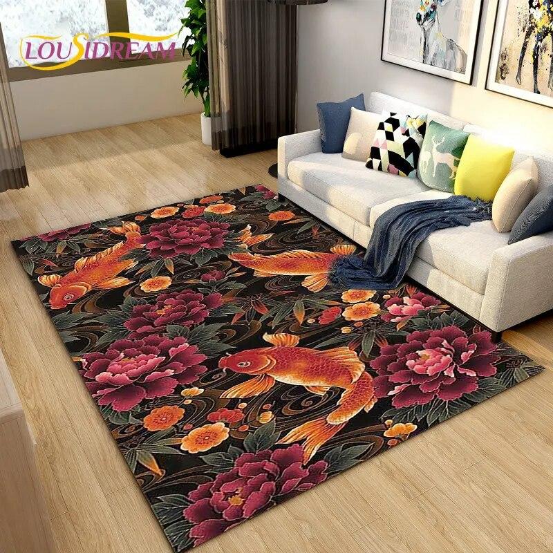 

Nordic Luxury 3D Fish Carp Area килимок великий, килимок для вітальні, спальні, дивана, кухонний придверний килимок, нековзний килимок для підлоги 40x60cm