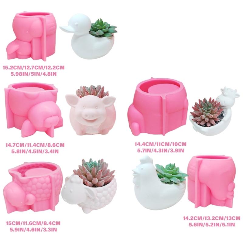 Cow Duck Chick Sheep Animal Shaped Silicone Moulds for Epoxy Resin, Tealight Holder Candle Container Home Decoration