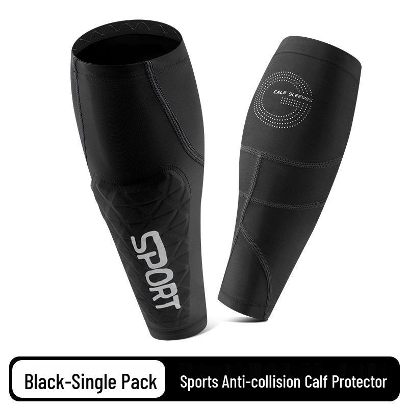 Thickened Anti-Collision Football Shin Guards with Honeycomb Compression Calf Protector Large чёрный