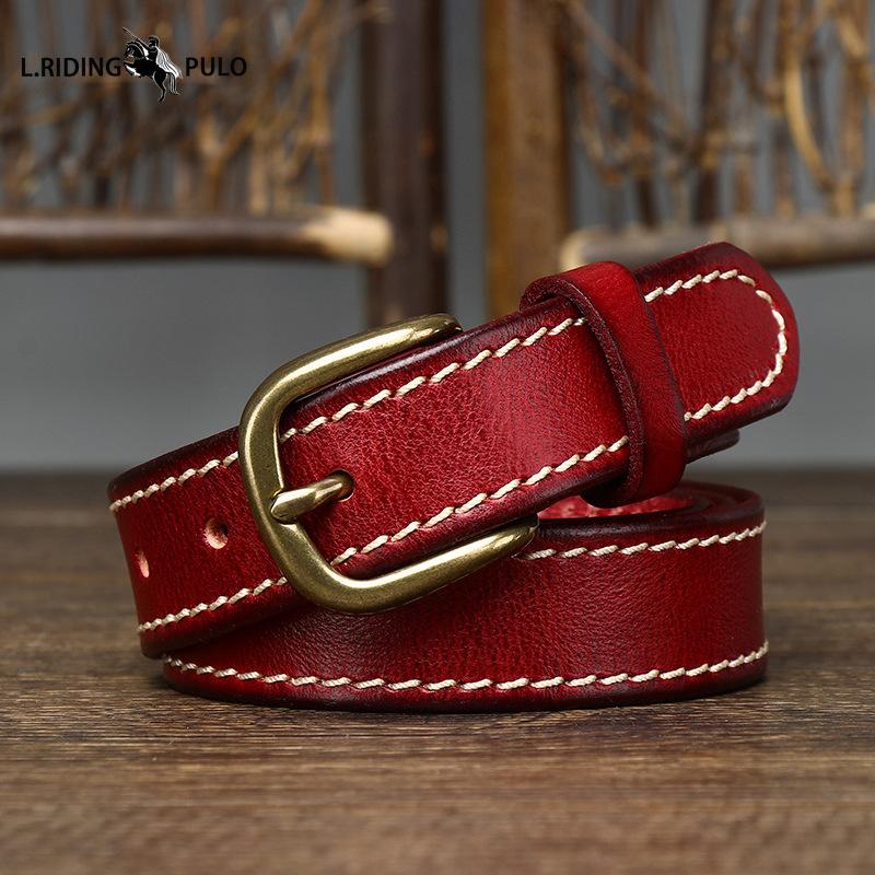 Retro Trend All-match Stitching Decorative Belt for Women Pure Cowhide Hot Jeans Belt