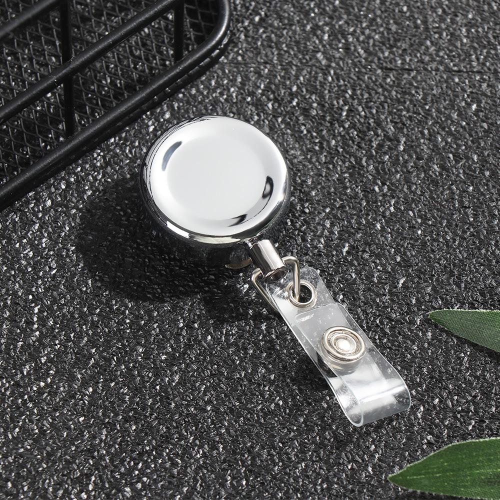 1pc Clip Stationery Anti-Lost Clip Metal Badge Holder Retractable Lanyards Key Ring