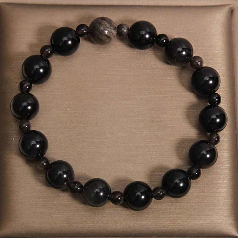 Original Design Gold Obsidian Double Layer Bracelet for Men & Women - Luxurious High-End Feel, Stackable Couple Bracelets