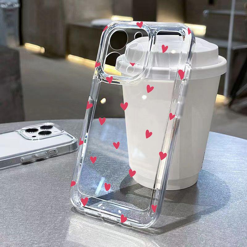 Black Heart Graphic Soft TPU Silicone Transparent Phone Case For iPhone 17 14 13 15 16 Pro Max 16E 12 11 16 Plus 17 Air Cover