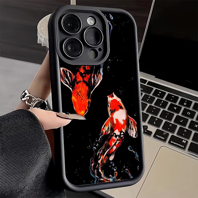 Phone Case for iPhone 17 Air 16E 15 16 Pro Max Golden Carp Lucky Koi Cover 14 Plus 13 12 Mini Soft Shell Silicone Fundas