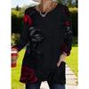 Women's long-sleeved round-neck T-shirt, suitable for spring, autumn and winter seasons. It has pockets and print designs.  machine washable.