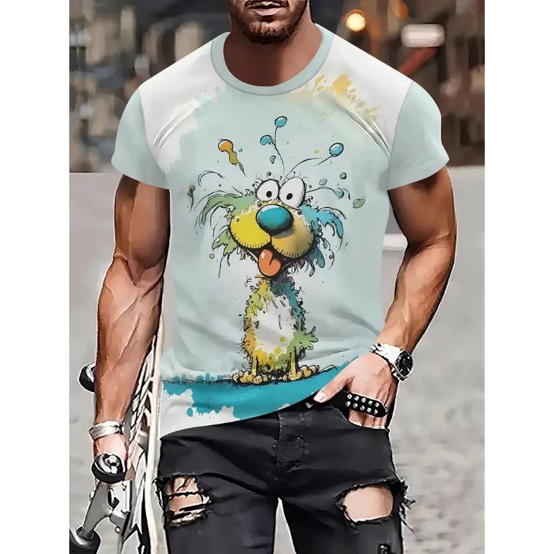 Funny Animal Printed Men's T-Shirts Summer Casual Round Neck Short Sleeve Outdoor Fashion Oversized Male Clothing Street T-Shirts