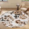 Artistic Modern Colorful Floral Round Rug – Daisy  Rose Nature-Inspired Mat for Living Room, Bedroom  Office