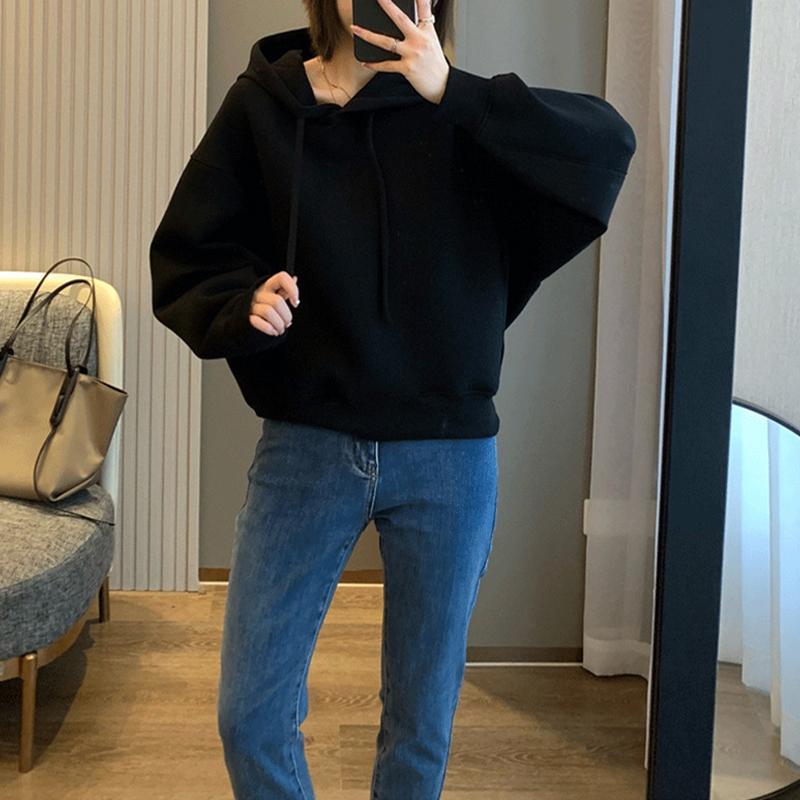 Women's Hooded Sweatshirt Casual Solid Color Loose Top