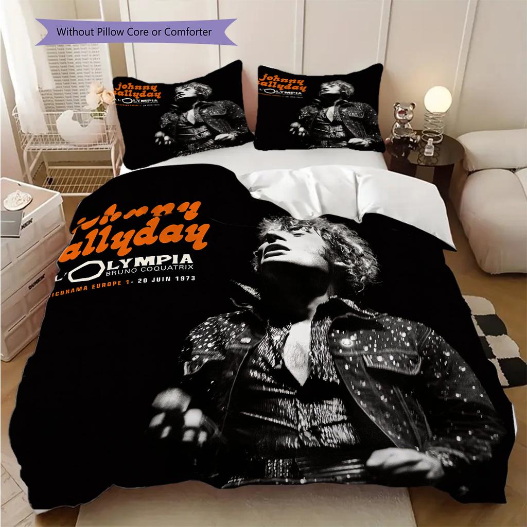 Johnny Hallyday Music Album bedding, duvet cover, pillowcase, home decoration, birthday gift (1 * duvet cover+2 * pillowcase, coreless)