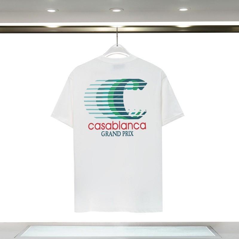 280g Double Yarn Cotton T-Shirt Couples Casablanca Castle Print Short Sleeve Round Neck Loose Fit