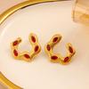 Vintage Multi-color Zirconia Ear Cuffs, 18K Gold Titanium Steel, Elegant Earrings