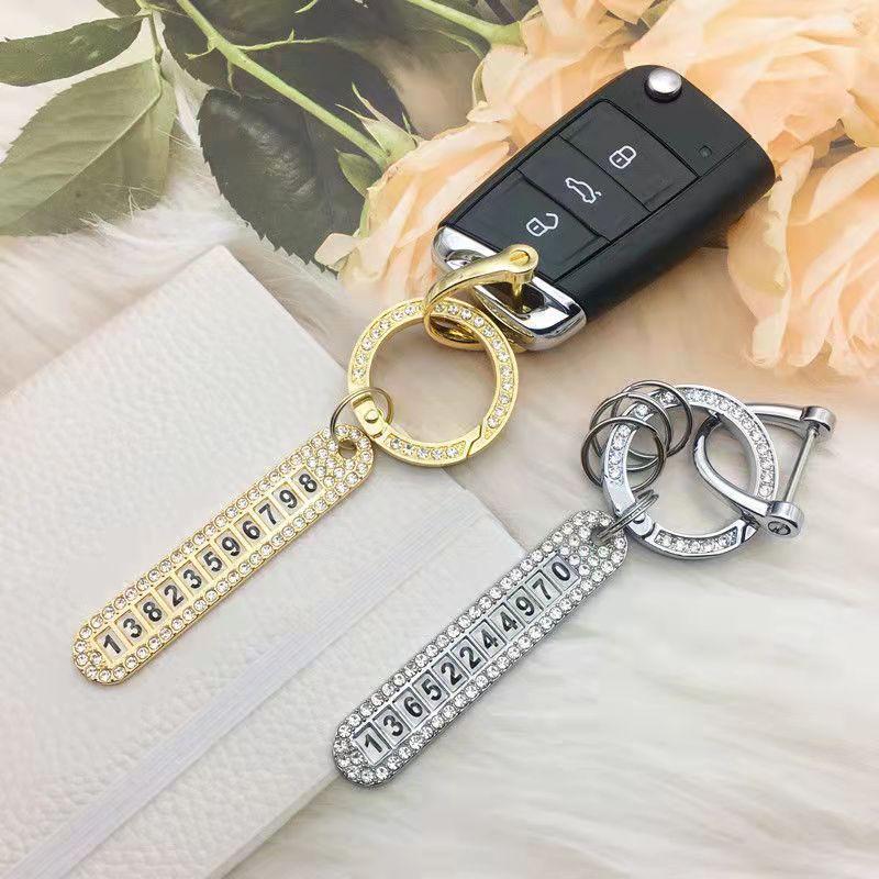 Креативные брелки с номером телефона Роскошные брелки со стразами Металлические брелки — фото 6