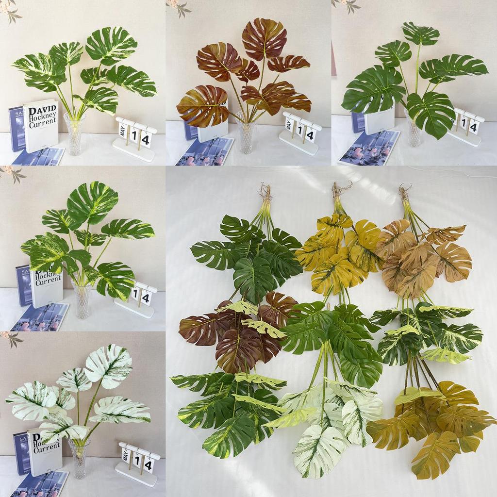Green Leaf Artificial Plant Decor For Home Living Room Background Wall With Realistic Texture