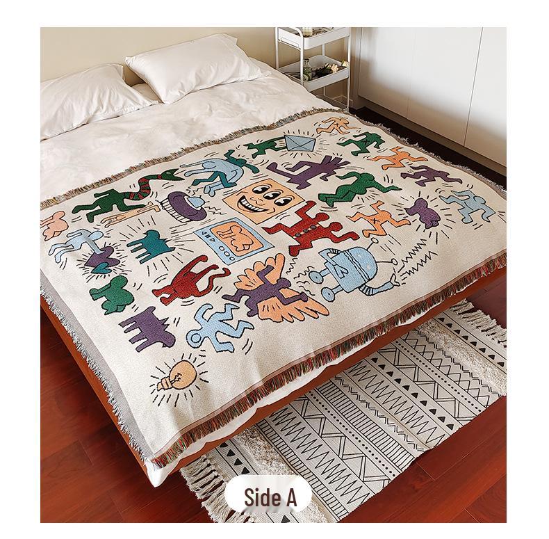 Bohemian Cotton Jacquard Throw Blanket and Bed Runner for Home or Hotel.