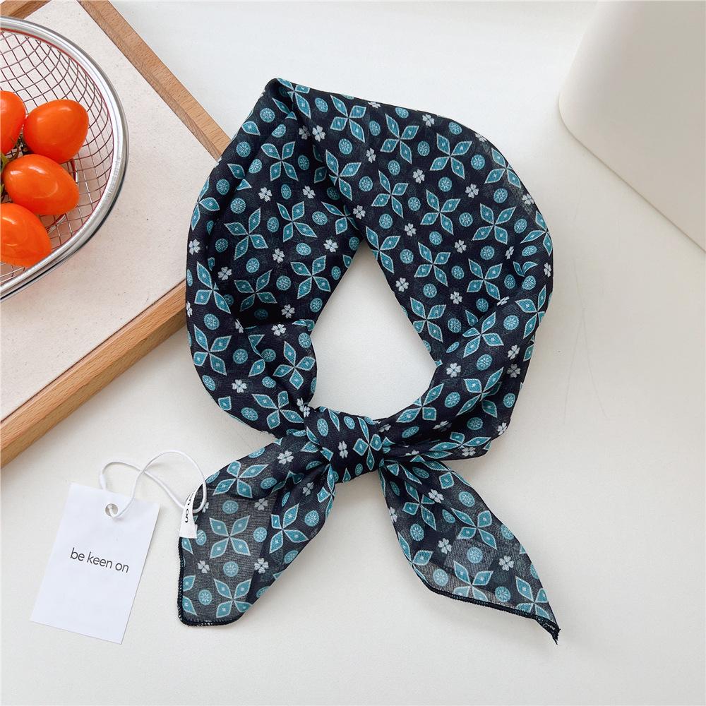 55 Floral Small Silk Scarf: Spring/Summer Korean Fashion Headscarf, Decorative Hairband, Paisley Neckerchief