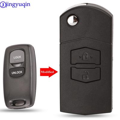 Jingyuqin Modified 2 Buttons Flip Folding Car Remote Key FOB For Mazda 3 5 6 MPV Protege Cx-5 Case Cover Uncut Blade