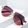 Rimless Double Bridge Pilot Sunglasses – Gold Metal Frame, UV Protection, Trendy Unisex Eyewear