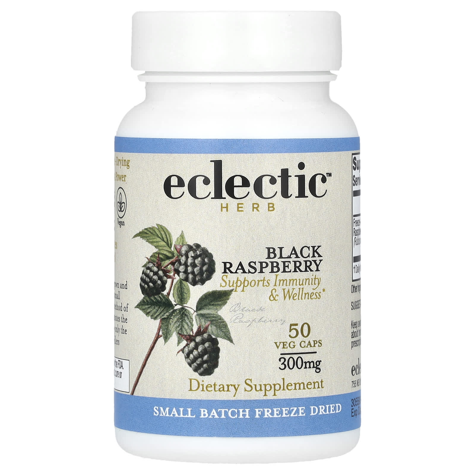 

Freeze Dried Black Raspberry, 300Mg, 50 Veggie Capsules
