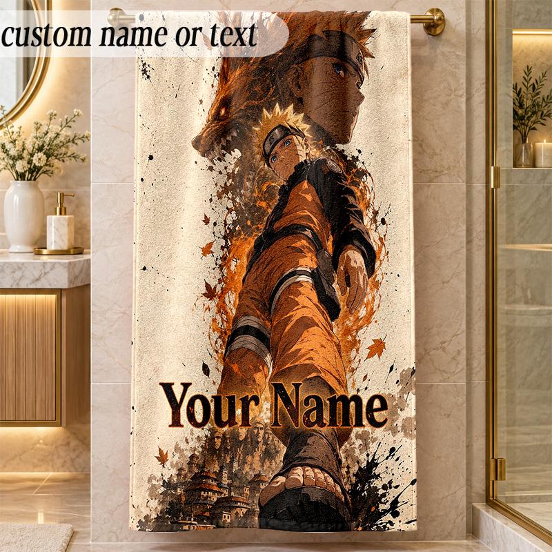 Beach TowelNaruto Custom Name Text Personalized Soft Towel for Beach Pool Indoor Home Decor Gift