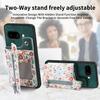 For Google Pixel 9a Leather Phone Cover with RFID Blocking Zipper Card Bag Kickstand