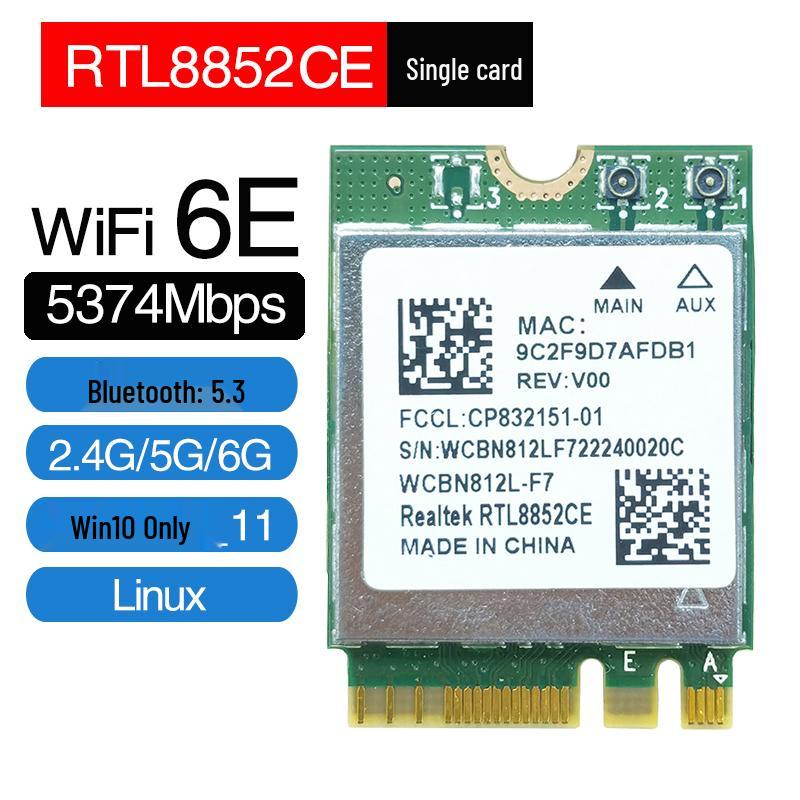 RTL8852AE/BE/CE Wi-Fi 6E Wireless Network Card with 5G Dual-Band and Bluetooth 5.3 for Laptops and Desktops