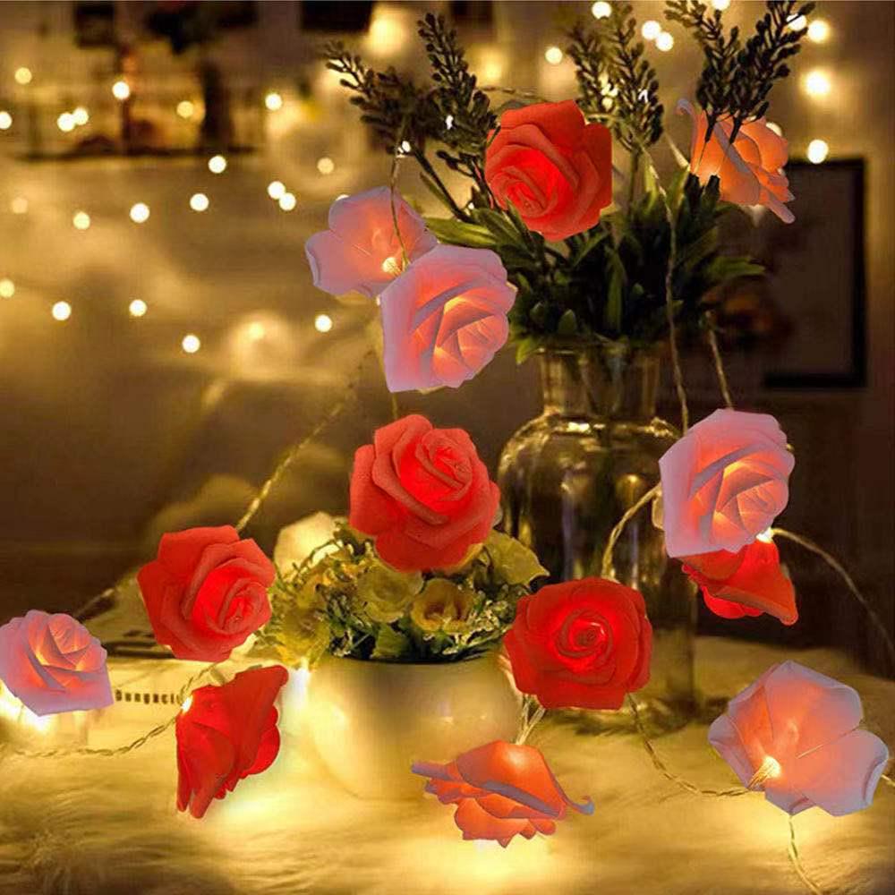 LED Rose String Lights for Valentine s Day, Wedding, or Decorative Scenes Red + Pink Rose Mix